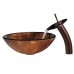 VIGO Russet Glass Vessel Bathroom Sink and Waterfall Faucet with Pop Up  Oil Rubbed Bronze - B007UTGP1M